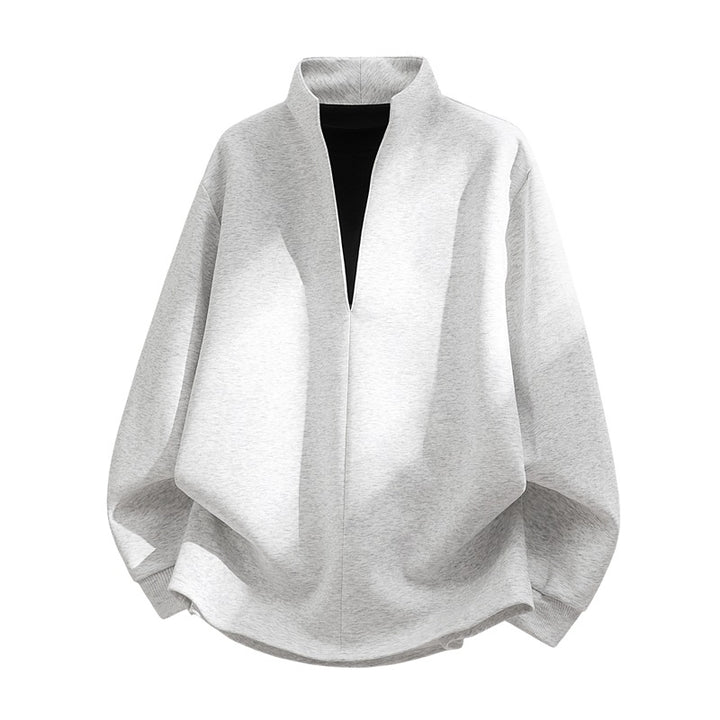 Unisex Oversize-Sweatshirt mit Stehkragen, halber Öffnung und abgerundetem Saum Drune
