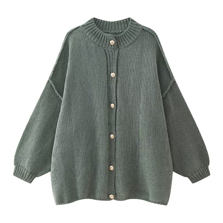 Damen oversized Strickjacke mit Knopf- und Rippdetails Drune