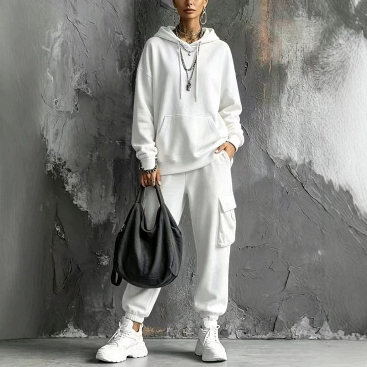 Damen Oversize Hoodie- und Cargo-Jogger-Set aus French Terry Drune