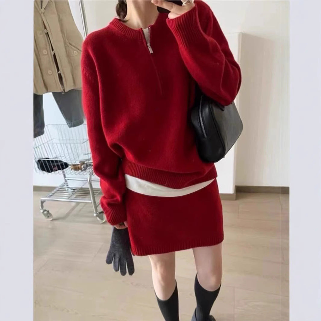 Damen Strickpullover mit modernem Schnitt und dekorativem Reißverschluss Drune