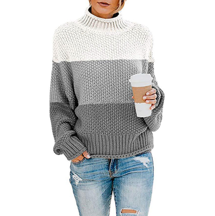 Damen nan grobstrick Rollkragenpullover mit Oversize-Schnitt und Blockstreifen-Optik Drune