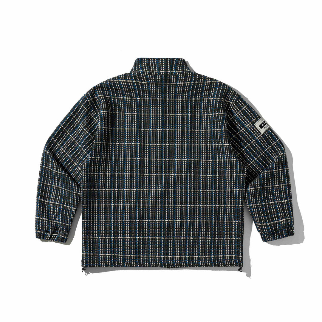 Unisex Kastig geschnittene Wolloptik‑Fieldjacke mit hohem Stehkragen und Zip‑Taschen Drune