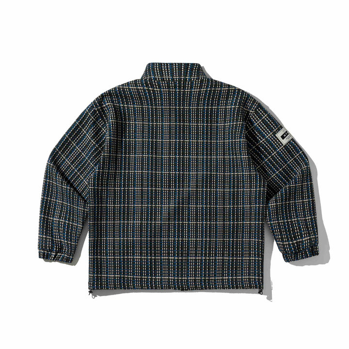 Unisex Kastig geschnittene Wolloptik‑Fieldjacke mit hohem Stehkragen und Zip‑Taschen Drune