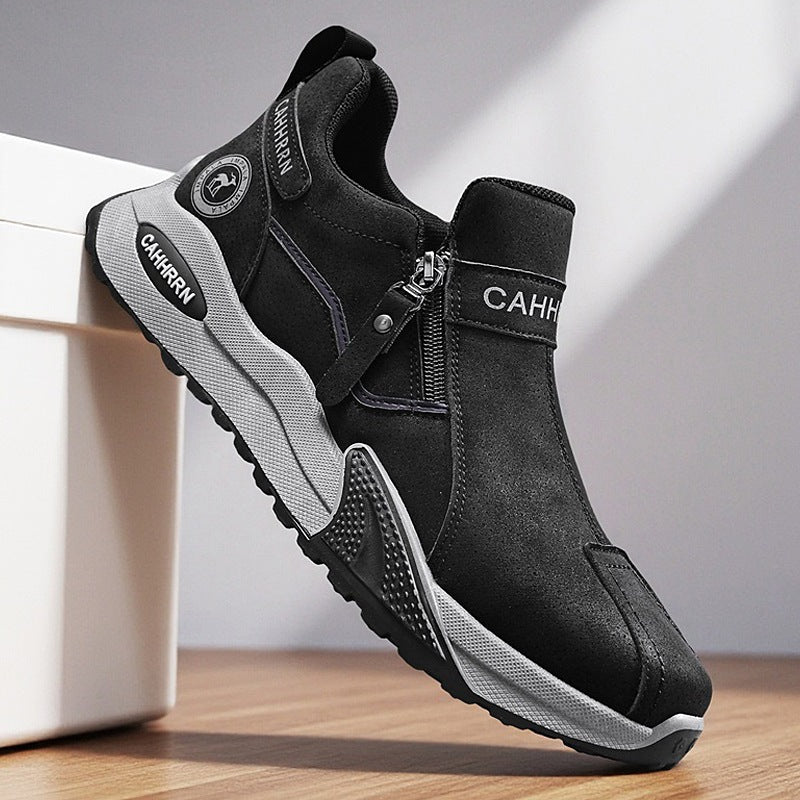 Herren robuste Outdoor-Sneaker mit seitlichem Reißverschluss, gepolstertem Knöchelkragen und griffiger Profilsohle Drune