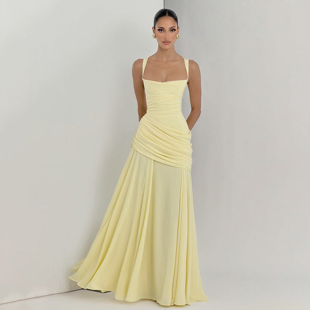 Damen Elegantes Abendkleid mit Off-Shoulder-Design und Fließendem Cape Drune