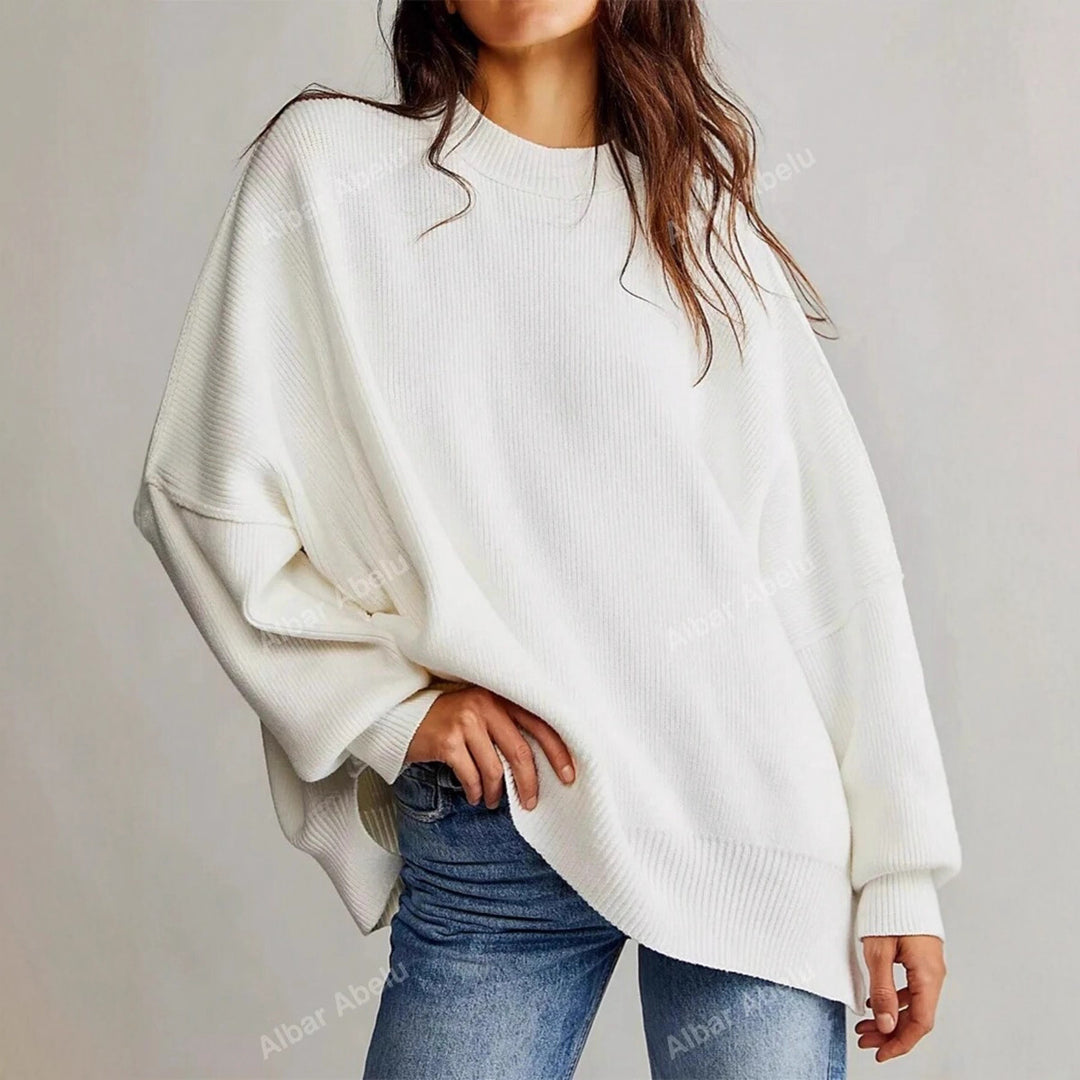Damen Lässiger Oversized Pullover mit strukturiertem Muster Drune