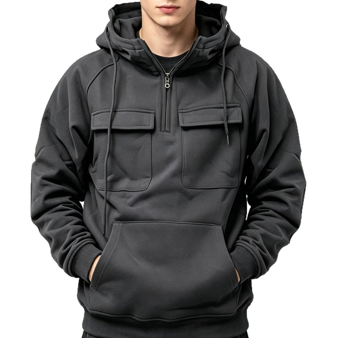 Herren Sportlicher Kapuzenpullover mit Funktionalen Taschen