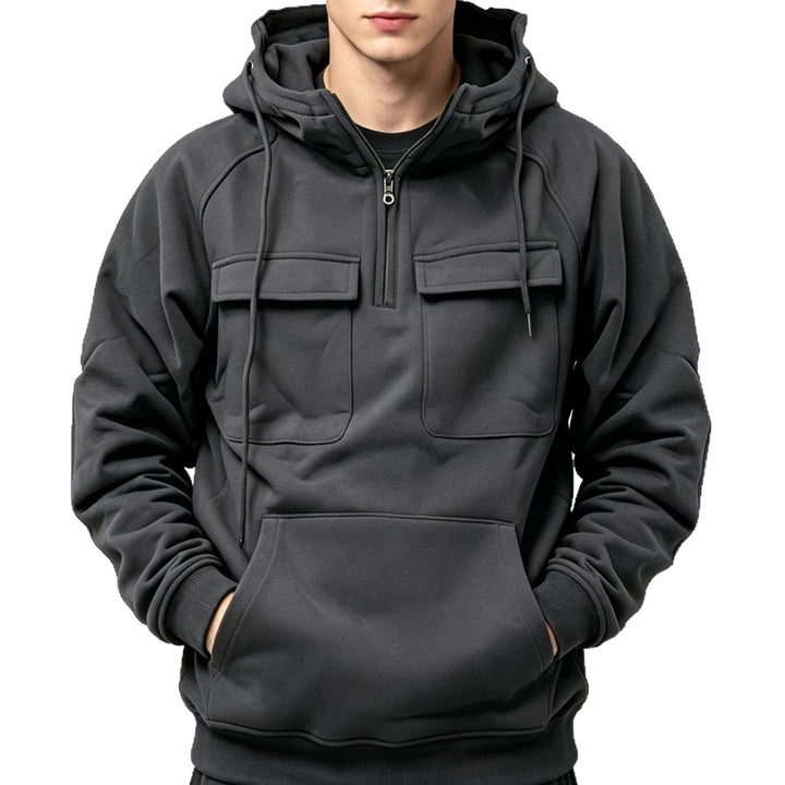Herren Sportlicher Kapuzenpullover mit Funktionalen Taschen