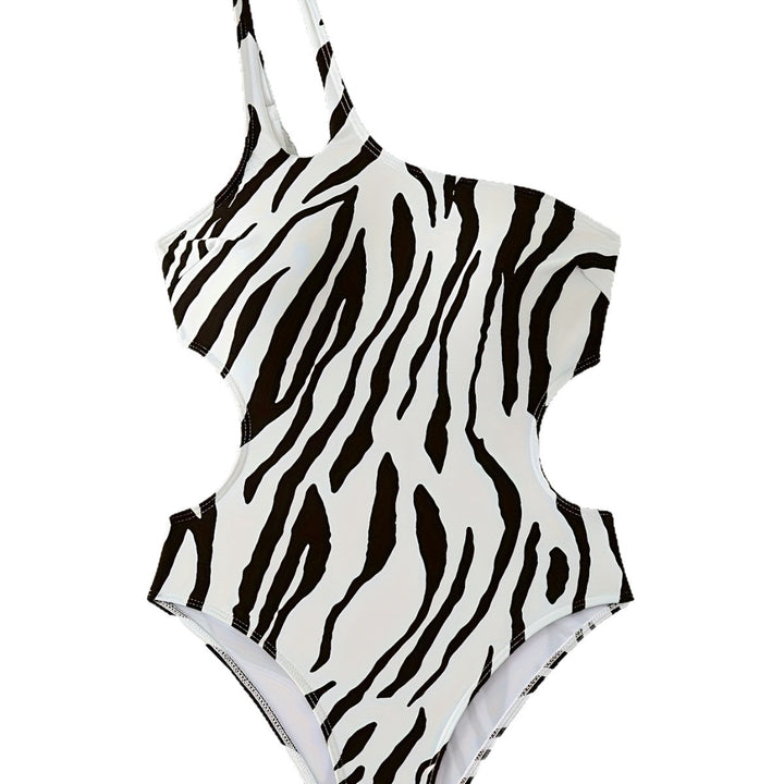 Damen Asymmetrischer Einteiler Badeanzug mit Tiermotiv Drune