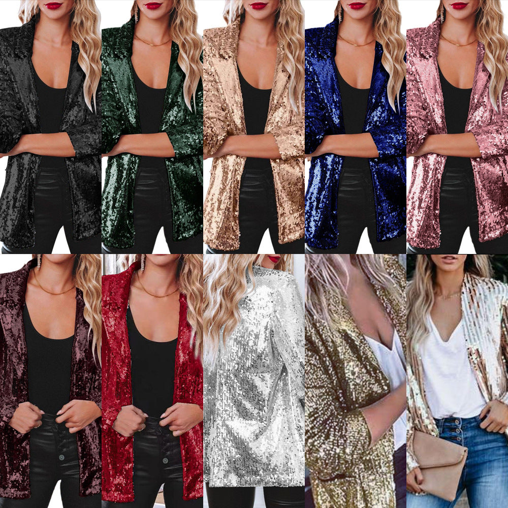 Damen Glitzernde Blazerjacke mit glamourosen Pailletten Drune