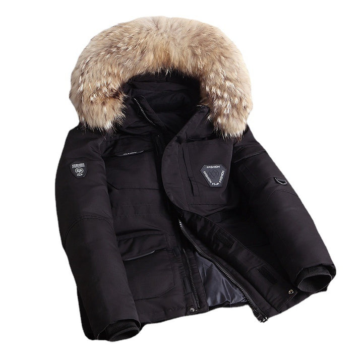 Herren Winterparka mit abnehmbarer Kunstfellkapuze, Thermoisolierung und Utility‑Taschen Drune