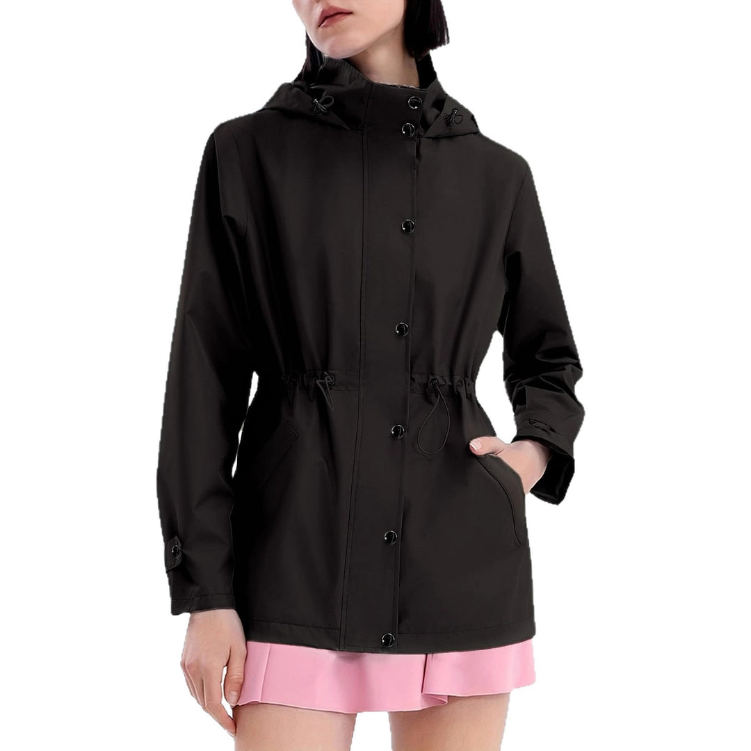 Damen funktionale Übergangsjacke mit verstellbarem Bund und Kapuze Drune