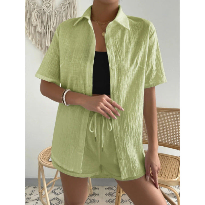 Damen Chice Loungewear-Kombination bestehend aus leichtem, atmungsaktivem Hemd und Shorts Drune