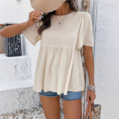 Damen Bluse mit schwingendem Schnitt und eleganter Spitze Drune
