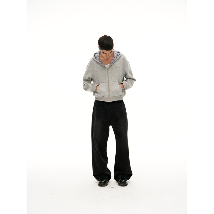Unisex Kapuzenjacke mit Karofutter und durchgehendem Reißverschluss Drune