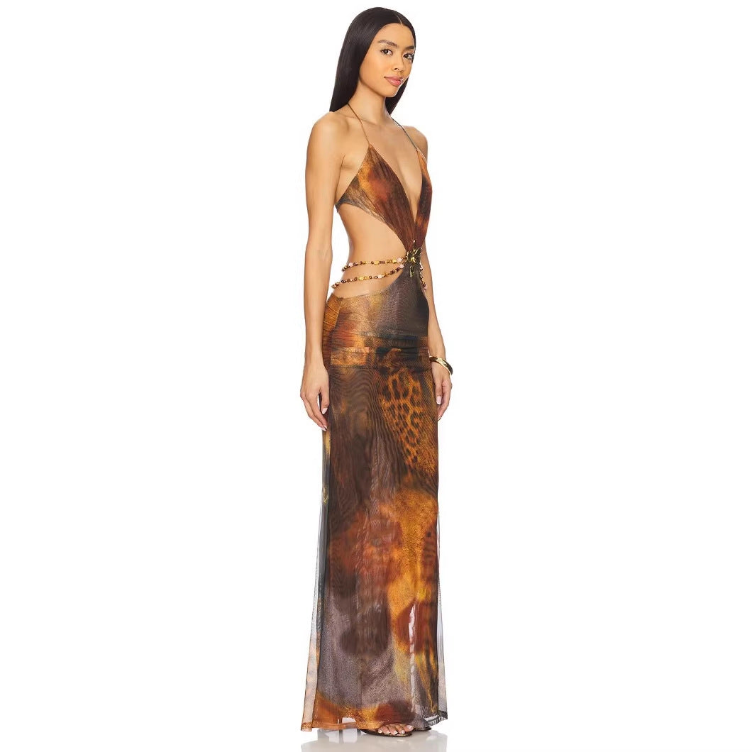 Damen Maxi-Kleid mit verführerischem tiefem Ausschnitt und elegantem Schnitt Drune