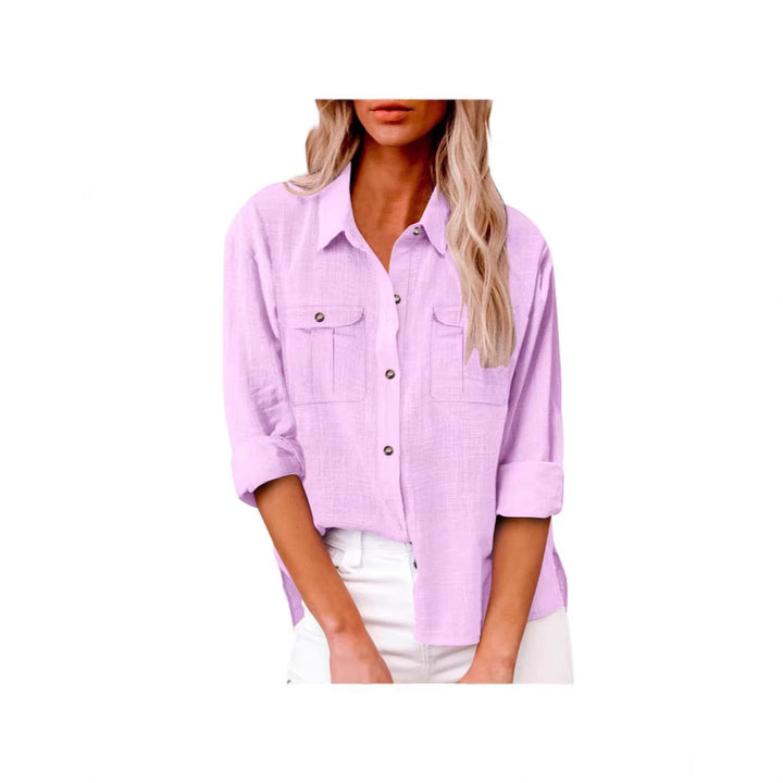 Damen Leichte Oversize-Hemdbluse aus Baumwollmischung mit Brusttaschen Drune