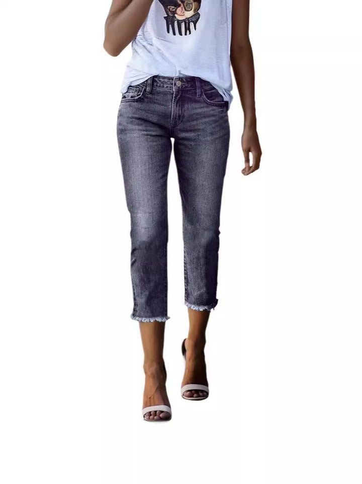 Damen zeitlose Jeans im modernen Schnitt mit cropped Bein Drune