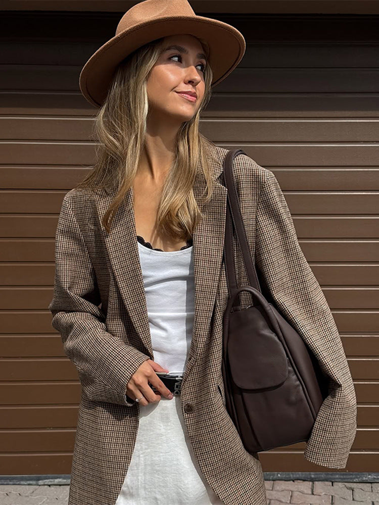 Damen Houndstooth Blazerjacke Drune