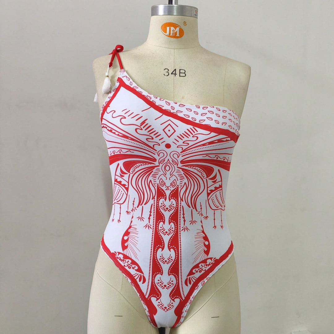 Damen Einseitiger Badeanzug mit verspieltem Design Drune