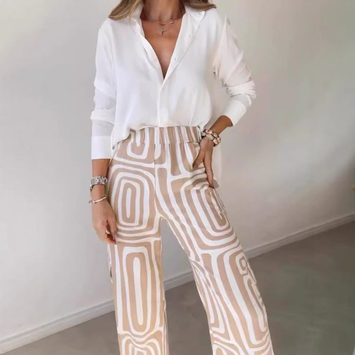 Frauen weite Palazzo-Hose mit grafischem Retro-Print Drune
