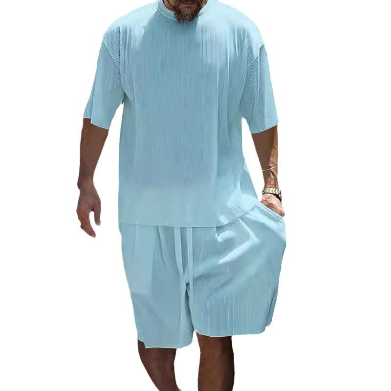 Herren lässiges Freizeitanzug-Set mit atmungsaktiver Textur und elastischem Bund Drune