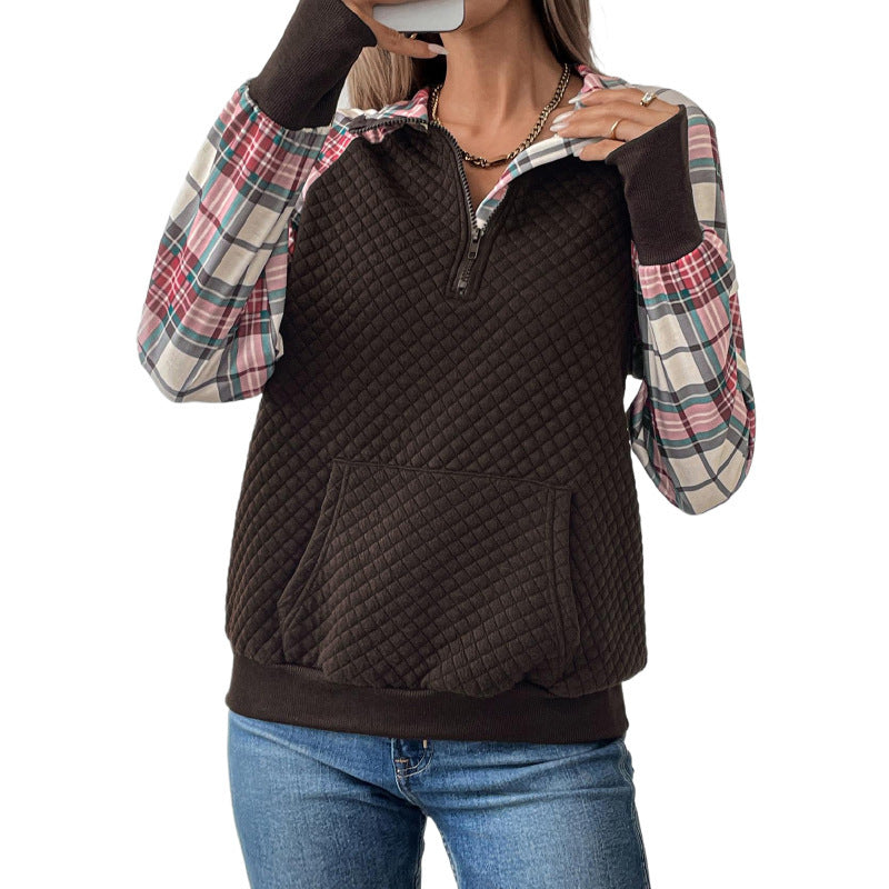 Damen Sportlicher Pullover mit Karomuster Drune