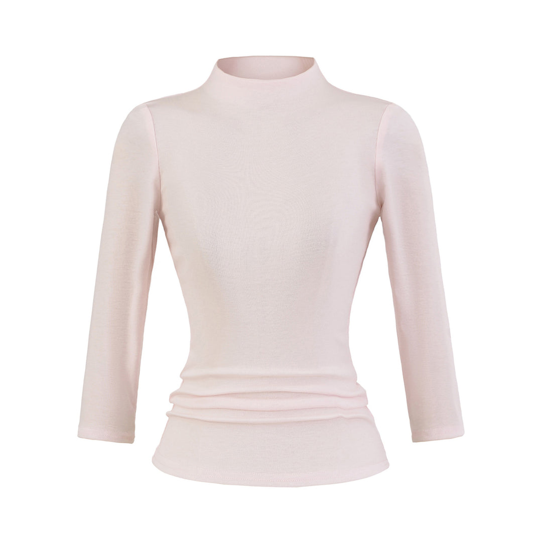 Damen Langarmshirt mit Stehkragen und Raffungsdetails Drune