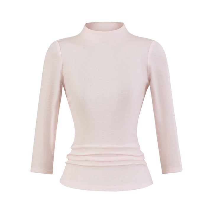 Damen Langarmshirt mit Stehkragen und Raffungsdetails Drune