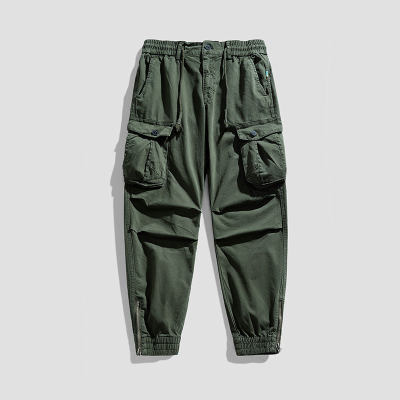 Herren Multifunktionale Zip‑Cargo‑Jogginghose mit Knieabnähern und elastischem Tunnelzugbund Drune