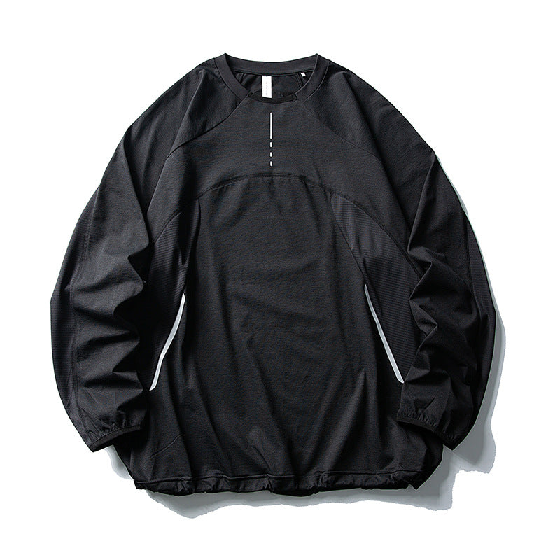 Unisex Technisches Oversize-Lauf- und Trainingsshirt mit Raglanärmeln, reflektierenden Akzenten und elastischem Saum Drune