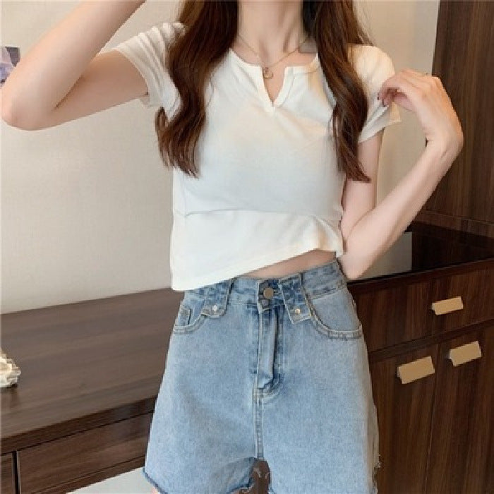 Damen Cropped T-Shirt mit figurbetontem Schnitt und modernen Akzenten Drune
