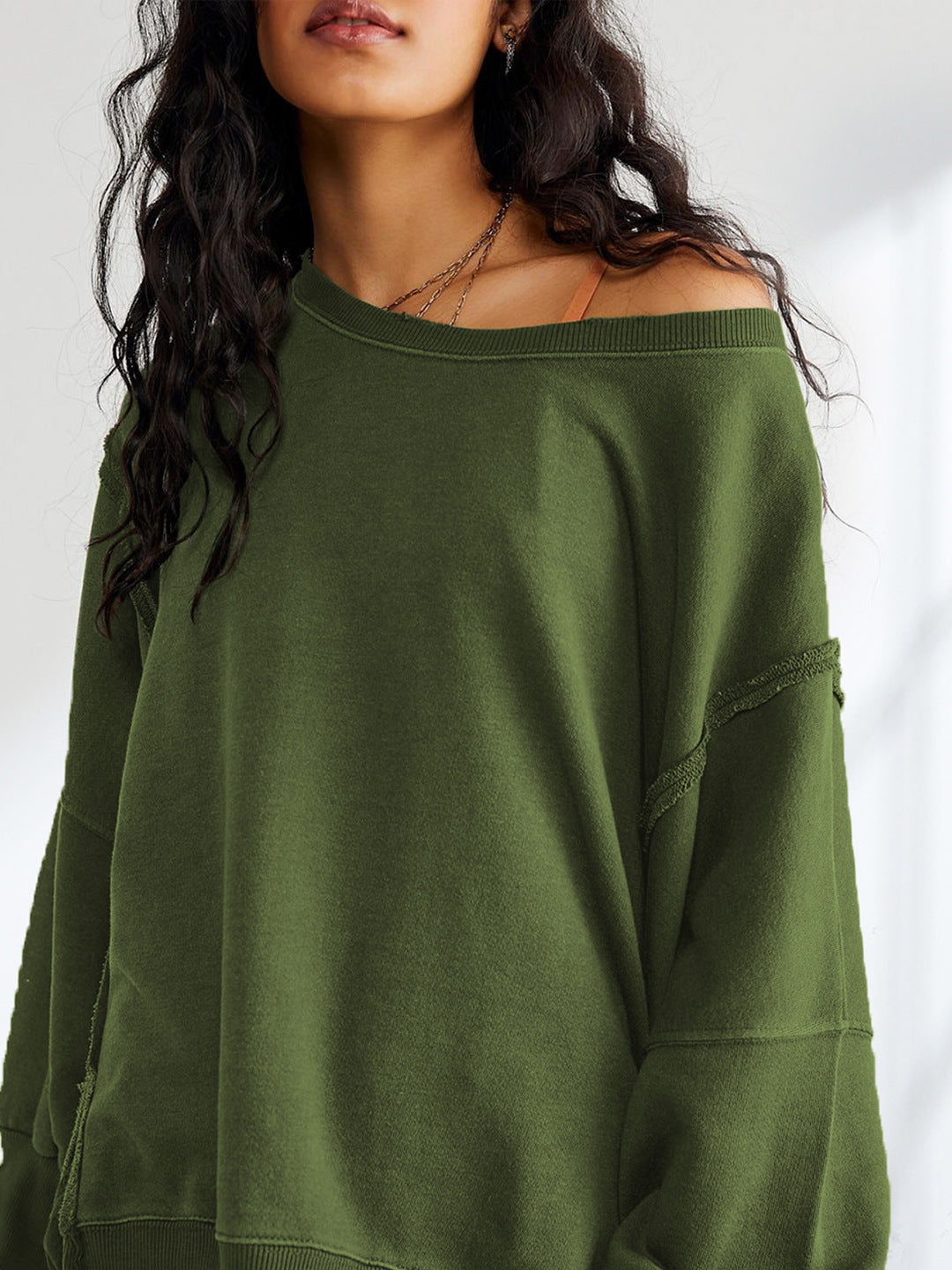 Damen Oversized Sweatshirt mit kreativem Saumdesign Drune