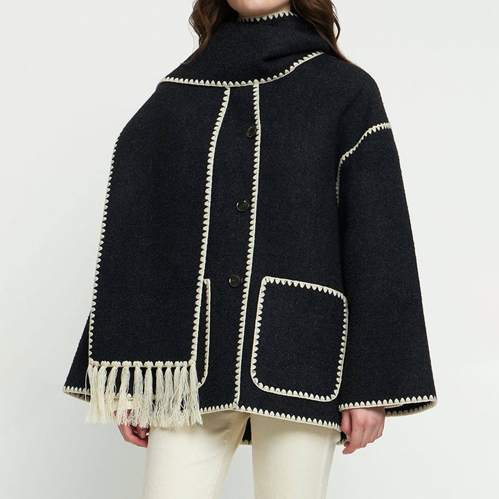 Damen Elegante und komfortable Wolle-Mantel Drune