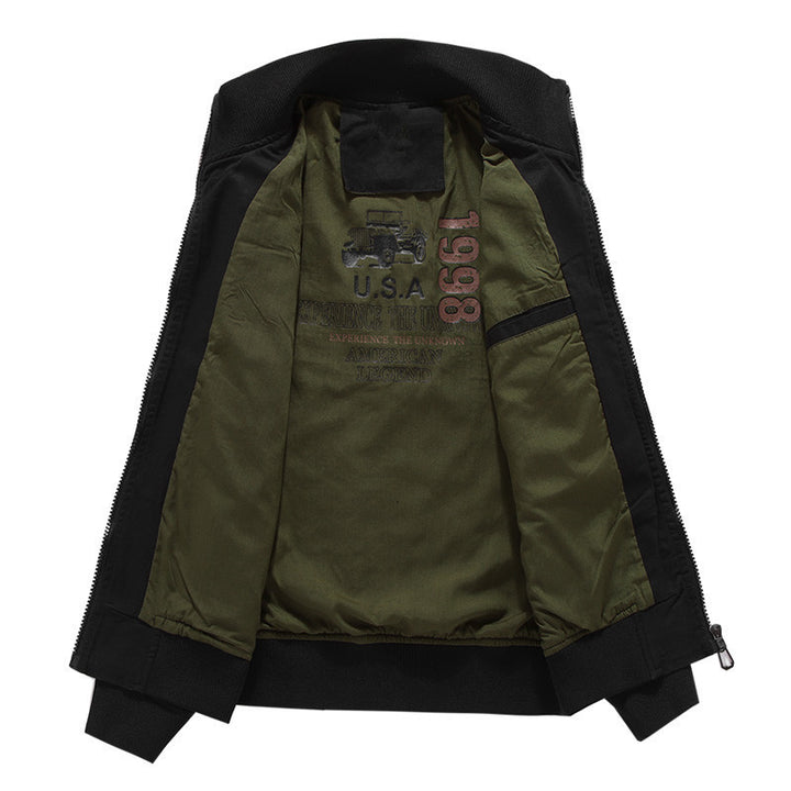 Herren Baumwoll-Canvas-Bomberjacke mit gesteppter Thermofütterung und Schulterklappen Drune