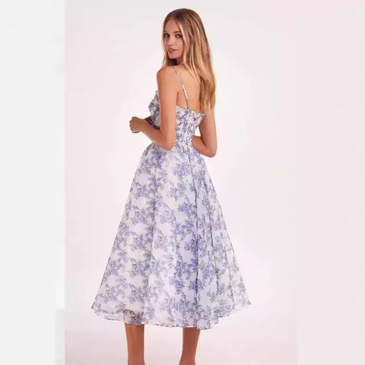 Damen Midi-Kleid mit floralem Chiffon-Obermaterial und schmeichelndem Schnitt Drune