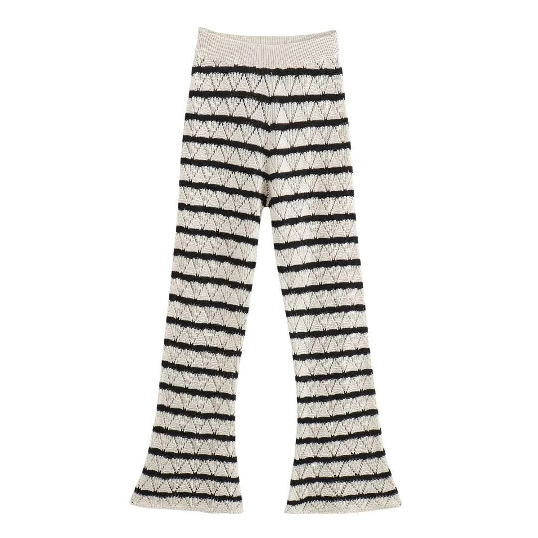 Damen Strick-Leggings mit breitem Bund und einzigartigem Muster Drune