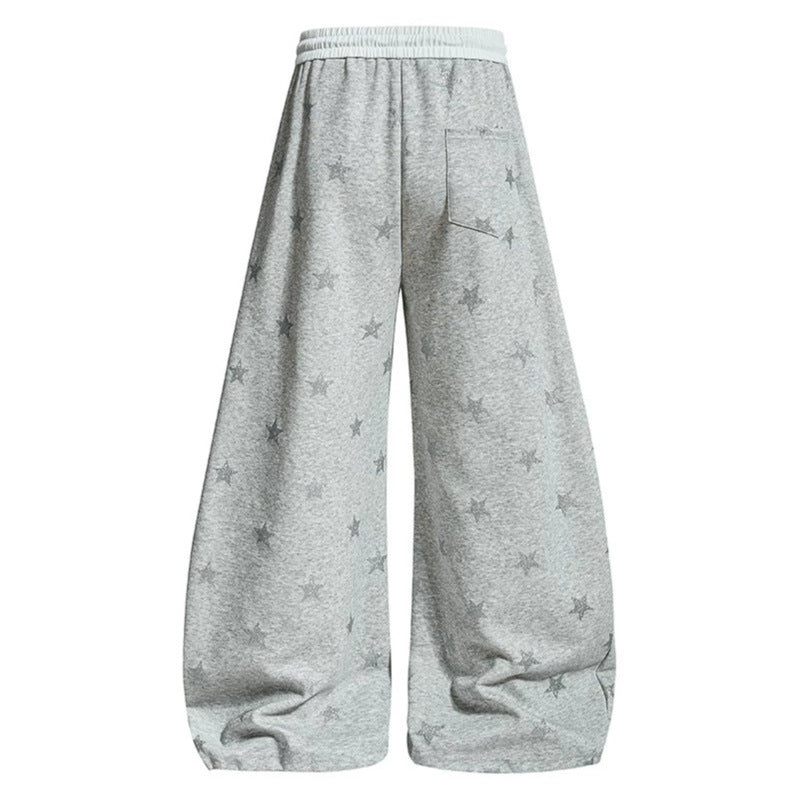Damen Weite Lounge-Hose mit Sternenprint und elastischem Tunnelzug Drune