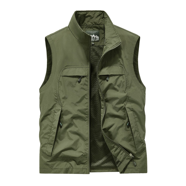Herren Angler- und Reiseweste mit perforiertem Innenfutter, verdeckten Reißverschlusstaschen und verstellbarem Saum Drune