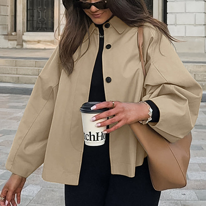 Damen modische Arbeitsjacke mit breitem Kragen und praktischen Taschen Drune