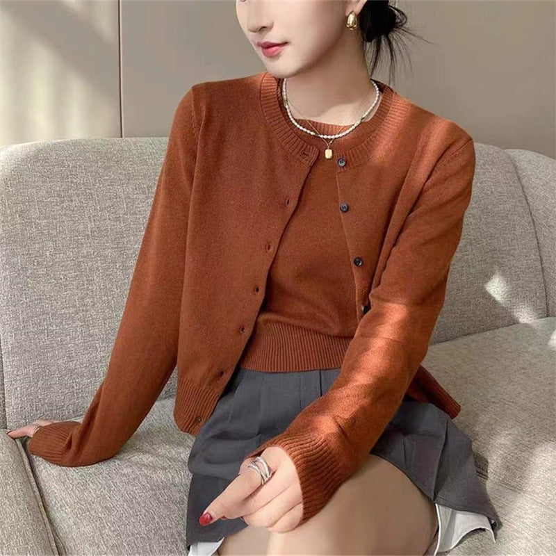 Damen modische Strickjacke mit eleganter Knopfverschluss und feiner Feinstrickstruktur Drune
