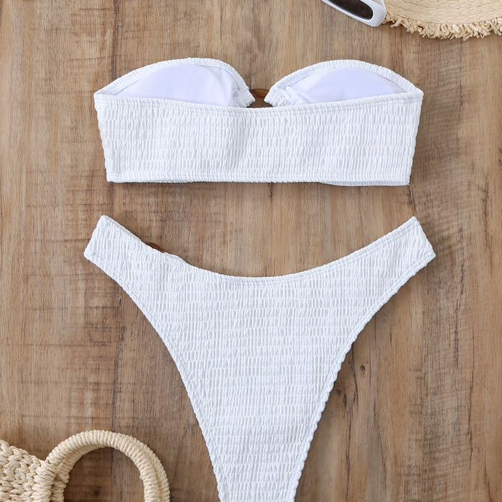 Damen Bikini-Set mit strukturiertem Bustier-Oberteil und hochgeschnittenen Bottoms Drune