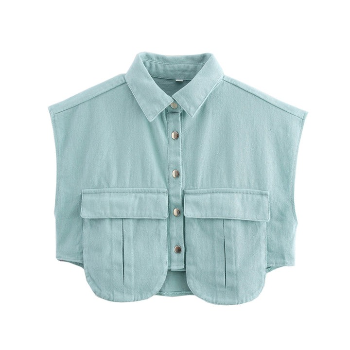 Damen ärmellose Utility-Bluse mit Taschen Drune