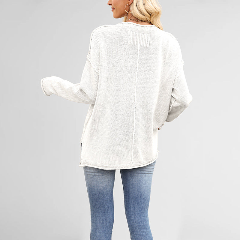 Damen gemütlicher Strickpullover mit weitem Schnitt Drune
