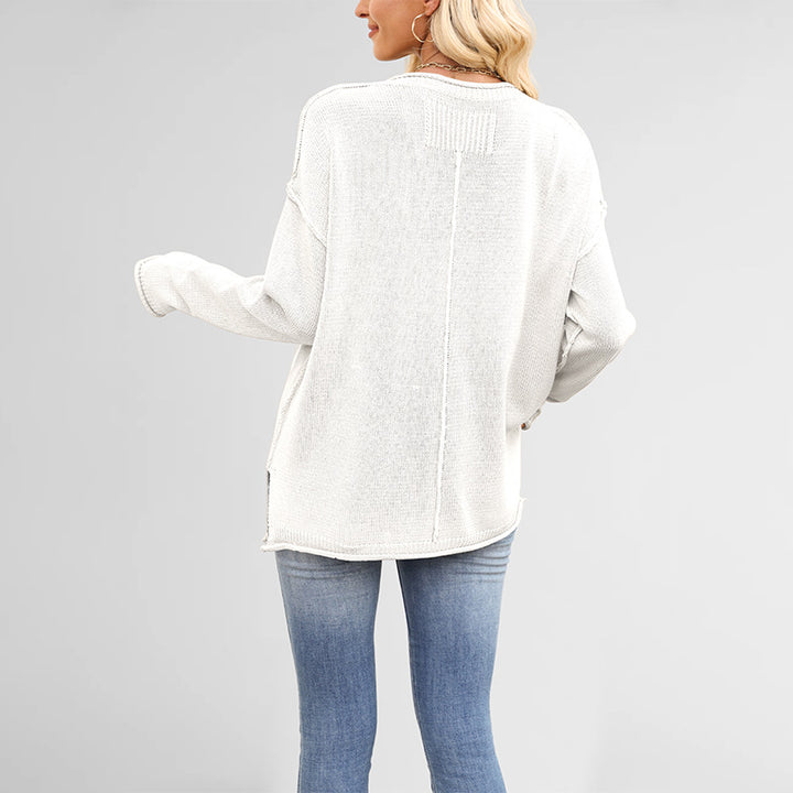 Damen gemütlicher Strickpullover mit weitem Schnitt Drune