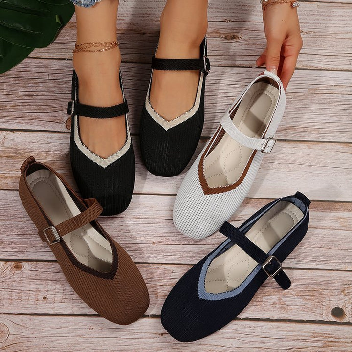 Damen Ballerinas mit verstellbarem Riemen und strukturiertem Obermaterial Drune