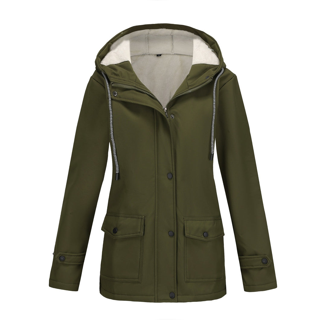 Damen nan wasserabweisender Parka mit Teddyfutter verstellbarer Kapuze und aufgesetzten Taschen Drune