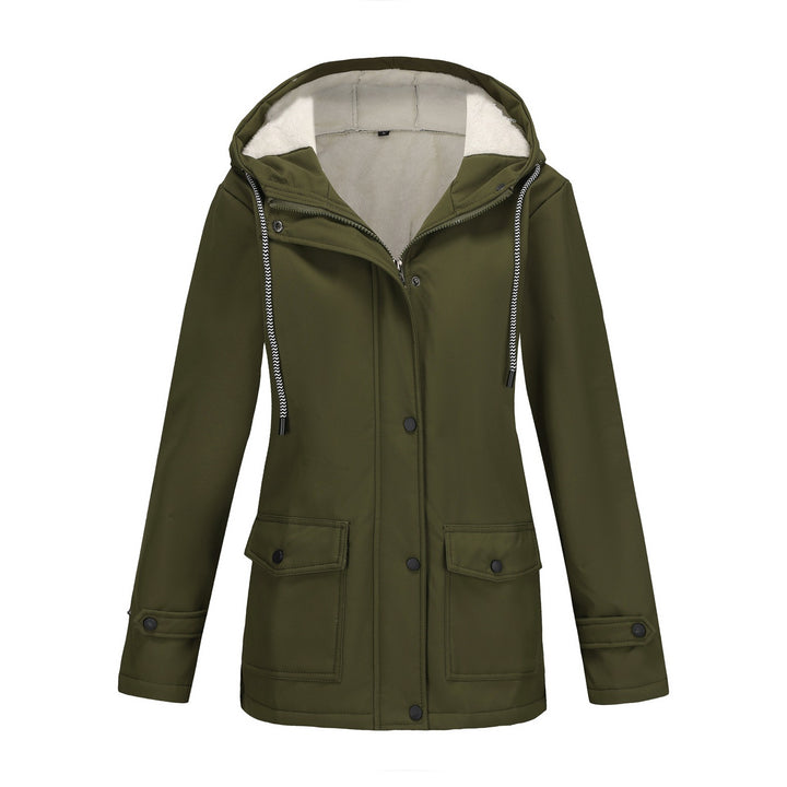 Damen nan wasserabweisender Parka mit Teddyfutter verstellbarer Kapuze und aufgesetzten Taschen Drune