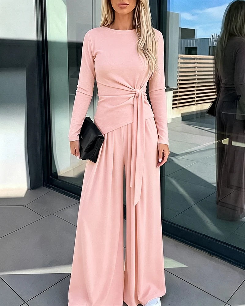 Damen Elegantes Wickeloberteil mit weitem Hosen Drune