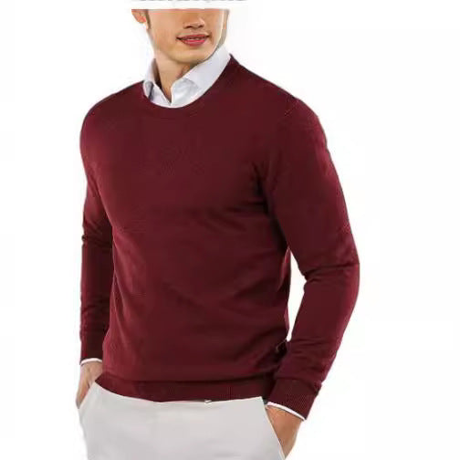 Herren eleganter Rundhals-Pullover aus feiner Baumwolle Drune